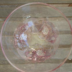 Mikasa Crystal Walther Rosella Pink Frosted Roses Salad Bowl